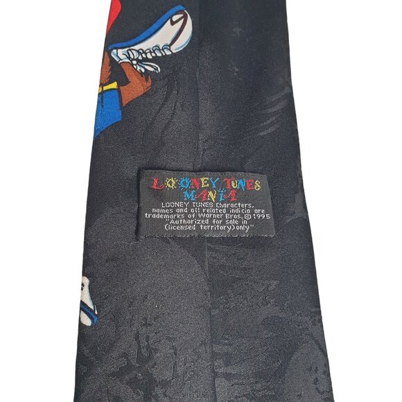 Looney Tunes Mens 1995 Bugs Bunny Basketball Tie Polyester Black Space Jam Bugs - Picture 3 of 4
